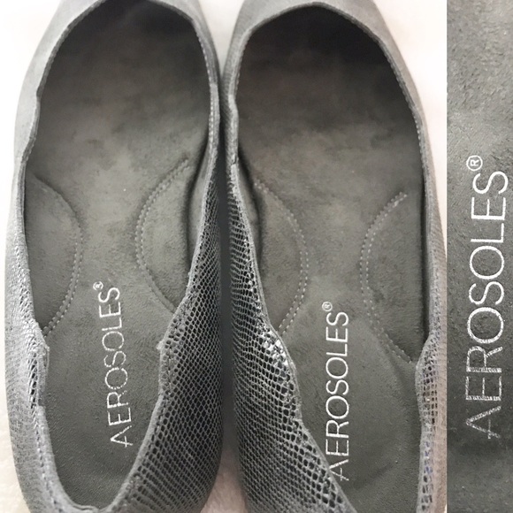 AEROSOLES Flower Girl Ballet Flat Comfort Shoes in Silver Metallic 6M - Picture 7 of 8